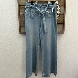 Pilcro Light Blue Flare Jeans with Tie Belt